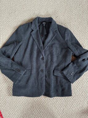 Talbots Black & White Herringbone Tailored Blazer XL